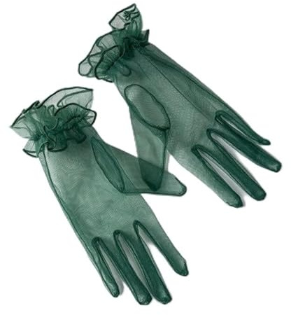 PTNKUIIY Gants de Mariage pour Mariée, Gants Courts en Tulle Vintage pour Soirée, Gants d'Opéra pour Fête, Gants d'été de Protection Solaire, Transparents en Maille, pour Femme, Accessoires de Costume
