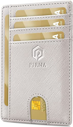 PIRNA Slim Wallet Kreditkartenetui für Herren und Damen – Geldbörse Herren klein mit RFID Schutz – Mini Portemonnaie für Männer inklusive Portmonee und Geschenkbox – Weiß