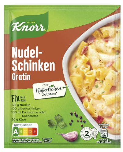 Knorr Fix Würzmischung Nudel-Schinken Gratin für einen leckeren Nudelauflauf mit natürlichen Zutaten 29x 32 g