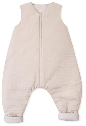 Julius Zöllner Sleefoverall Jumper fodrad muslin, varm fyllning 2,5 TOG, tvättbar vid 40 °C, tillverkad i Tyskland, OEKO TEX Standard 100, sand, storlek 92