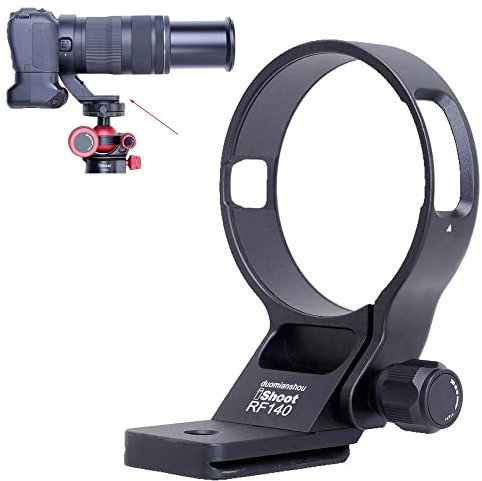 iShoot Stativhalterung, Ringlinsenhalsband, kompatibel mit Canon RF 100–400 mm f/5.6–8 is USM, Objektivhalterung, Unterseite ist Arca-Swiss Fit Schnellwechselplatte Schwalbenschwanznut