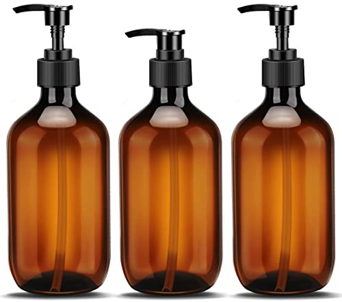 Dispenser di sapone da 500 ml, per bottiglie vuote in plastica PET, dispenser di sapone liquido ricaricabile, con etichette impermeabili, gel doccia, shampoo, cucina, hotel – 3 pezzi
