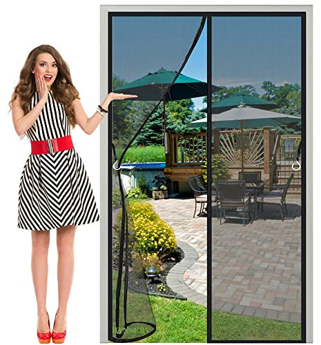 DIY Fliegengitter Tür Magnet 245x240cm Fliegenschutz Fenster Mückengitter Waschbares verstärkt Magnet Fliegenvorhang Ohne Bohren Klebmontage Schwarz