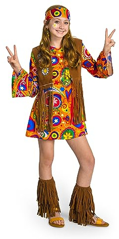 Spooktacular Creations Hippie kostymer för flickor, Hippie kostym med tillbehör 60-70 för pojkar, Halloween kostym för flickor stor (10-12 år)