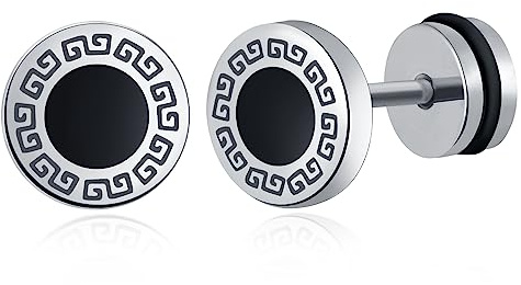 feilok flat Stud Earrings for Women Men Stainless Steel Piercing Huggie Ear Jewelry silver