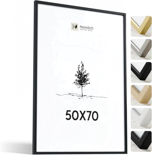 Heimlich Fotorahmen aus massivem Kiefernholz – 50 x 70 cm, Schwarz