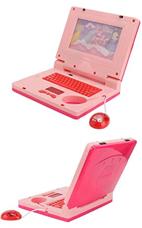 Giocattolo per Computer di Simulazione di Sviluppo Cognitivo Elettronico per Bambini Che Imparano Laptop Educativi Musica LED (Mouse Rosa Non Retrattile)