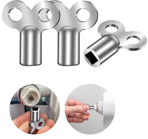 Flintronic Valvola Termosifone, 3 Pezzi Chiave Sfiato Termosifone, Chiave di Spurgo del Radiatore, Universale Chiave Quadrata, per Radiatori Adatta