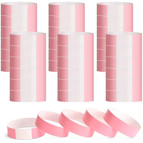 300 Pcs Paper Wristbands for Events, 25cm/9.8in Personalised Wristbands | Waterproof Neon Wristbands, Wrist Party Bands Entrance Wristbands for Events, Festivals Party, Waterparks (Pink)