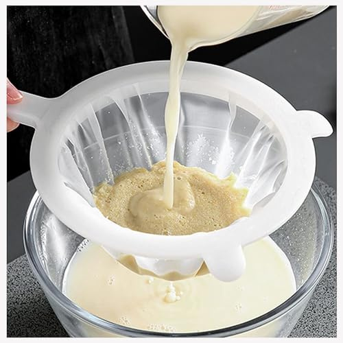 Sieb Fein, 400 Mesh Haarsieb Nylon mit Griff,Haarsieb Küche Netzsieb Ultrafeines Kunststoff Sieb Feinmaschig, Küchensieb für Filterung Von Speiseöl, Saft, Milch, Sojamilch, Wein Und Kaffee
