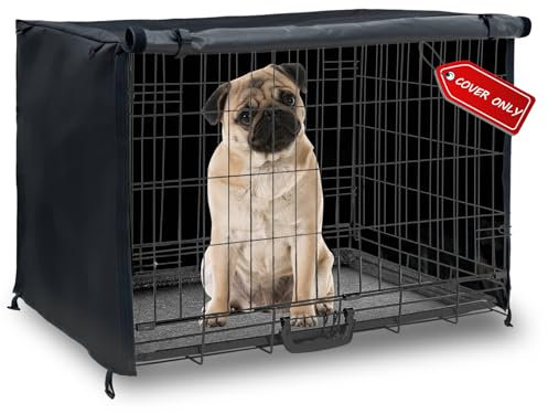 Softclub Abdeckung für Hundekäfige, 91,4 cm, wasserdicht, Schutz für drinnen und draußen, langlebig, winddicht, universelle Passform für Drahtkäfig, 91,4 cm L x 58,9 cm B x 63,5 cm H, Schwarz