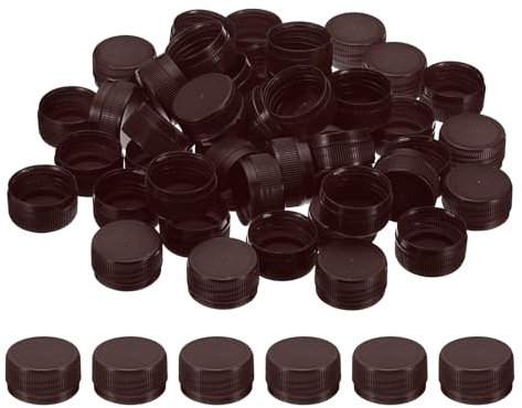 PATIKIL Tappi di Bottiglia Plastica da 1.2 Pollici per Artigianato, 50Pz Tappi a Vite Riutilizzabili per Bottiglie Vuote per Decorazioni Fai da Te, Marrone