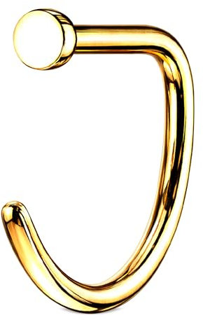 Stachelkleid Nasen Piercing Titan Ring Ohne Gewindelos Schraube Screw Stab gebogen hypoallergen leicht einteilig Gold, 1 mm, 8 mm