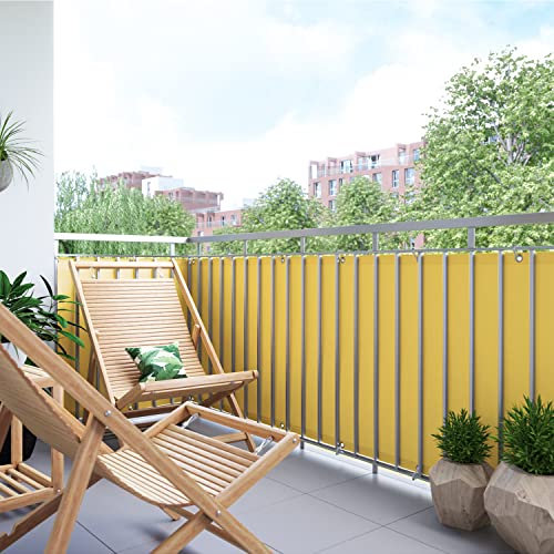 BalkonsichtschutzZaunblende Sichtschutz Blickdicht Polyester mit Ösen für Balkon Sichtschutz - Dunkelgrün 100x750cm