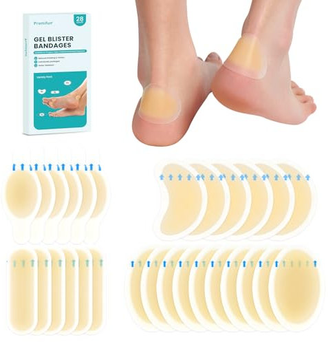 Promifun Blasenpflaster Mixpack - Hydrokolloid-Pflaster für Blasen an den Fersen, 28 Stück Vorteilspack