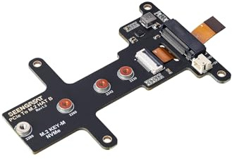 SEENGREAT PCIe to M.2 HAT B Adapter Board for Raspberry Pi 5, Supports Gen2/Gen3, SSD Booting, Sizes 2230/2242/2260/2280, Airflow Optimized with Onboard Indicators