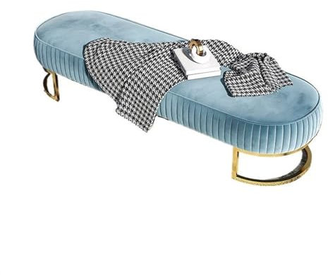 Schlafzimmerbank für Schuhgeschäft und Bekleidungsgeschäft, dekorative blaue Bettbank für Schuhmontage, langer Sofa-Hocker für Zuhause, Schlafzimmer, Nachttischhocker, dekorative Möbel (120 cm)