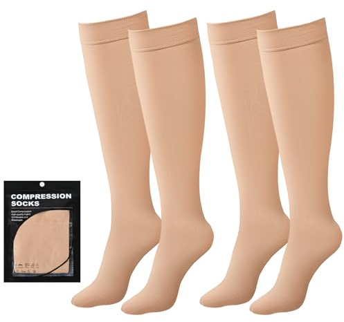 Evolyline 2 Pairs Medical Compression Socks for Women & Men 20-30 mmHg