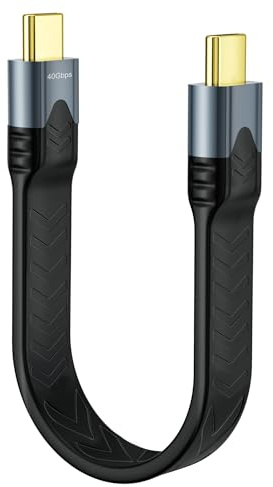 USB C till USB C-kabel kort, USB 3.2 Gen 2, 40 Gbit/s, FPC, platt design, kort USB-laddningskabel, PD 100 W, snabbladdning, kompatibel med Samsung Galaxy S24/S23, iPhone 16 Pro/16Pro Max/16/15,