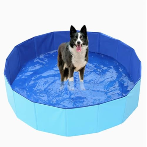 ZHXQRP Klappbarer Hundepool Haustierpool PVC-Außenpool Hundebadewanne tragbar mit Abfluss zum Pflegen Baden oder Spielbecken für Hunde
