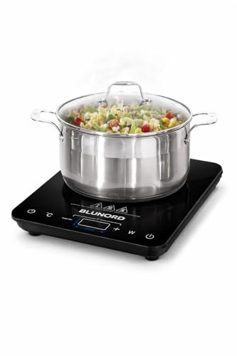 BLUNORD Piastra a Induzione 2000W – Piano Cottura Portatile, 10 Livelli di Potenza e Temperatura, Timer, Display Touch, Risparmio Energetico, Sicurezza Bambini, Piastra Elettrica da Cucina