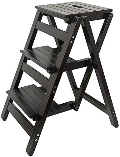 Escabeau pliable en bois avec 3 marches pour cuisine, bureau et bibliothèque