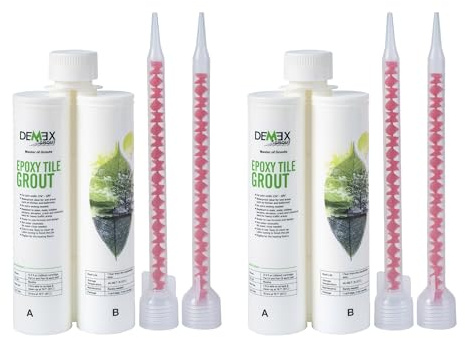 Epoxid-Fugenmörtel für Fliesen und Stein, wasserfest, flecken-, schimmel-, riss- und chemikalienbeständig, für Boden und Wand, gebrauchsfertig, leicht aufzutragen und zu (Weiß, Unsanded, 2 pks)