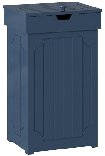 Function Home Trash Can Cabinet, 13 Gallon Kitchen Garbage Can, Wooden Recycling Trash Bin, Freestanding Dog Proof Trash Can, Farmhouse Trash Cabinet with Lid for Home Kitchen Bedroom, Blue