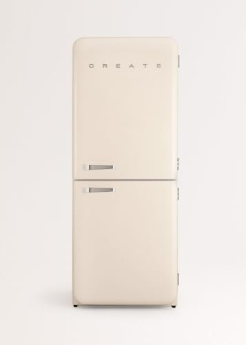CREATE / RETRO FRIDGE COMBI 185 SILVER/Frigorífico combi blanco roto maneta plata con congelador 401L / 190W, sistema No Frost, 3 estantes, 2 cajones, regulador temperatura, 70x65x185 cm