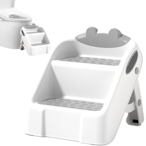 Taburete para Niños Plegable, Antideslizante de 2 Niveles con Escalón para Baño e Inodoro Multifuncional