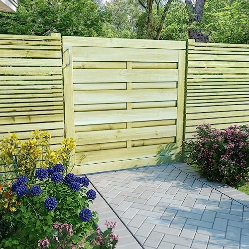 ShGaxin Porte de clôture, portes métalliques extérieures, porte de jardin, clôture de jardin, porte de jardin, bois de pin imprégné vert 100 x 100 cm