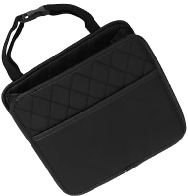 FUNOMOCYA Autositztasche für Rückbank mit Pu Material Mehrere Fächer und Netzfächer Autoorganisation für Handy und Schlüssel Schwarz