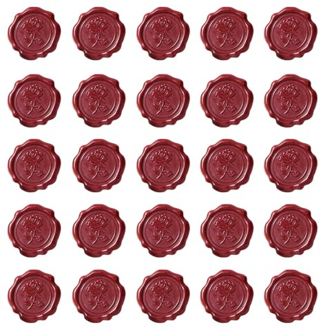 Wachssiegel-Aufkleber mit roten Rosen, selbstklebend, geprägte Siegelstempel, Vintage-Blumenmuster, dekorative Siegelstempel, Aufkleber für Hochzeitseinladungen, Umschläge, Scrapbooking