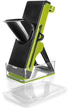IBILI - Mandolina Vertical Easy Cook, Acero Inoxidable, Incluye 3 cuchillas y contenedor