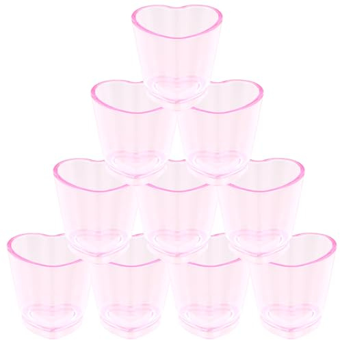 Colexy Shot Becher Herz 10 Stück Schnapsgläser Plastik Mehrweg, Schnapsbecher, Shotgläser Plastik, Shot Becher, Herzförmige Schnapsgläser, Für Geburtstage, Verkostung, Partys, Hochzeiten (Pink)