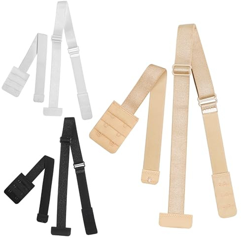 3 Pack Bretelles de Soutien-Gorge Dos Bas, Bretelles de Soutien-Gorge Dos Bas, 3 couleurs de bretelles de soutien-gorge élastiques, rallonges de soutien,gorge réglables pour femme - Noir, Blanc, Beige