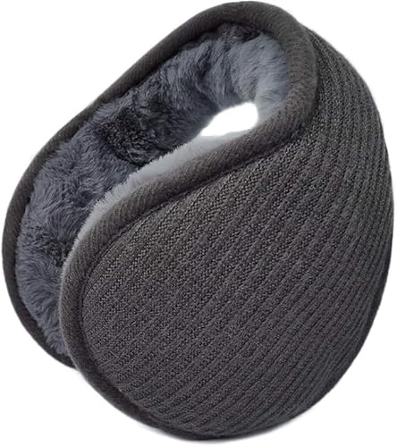 Glanzend Ear Muffs for Men & Women, Classic Fleece Unisex Winter Warm Earmuffs, Foldable Soft Ear Warmers Suitable for Winter Outdoor Activities, Grey