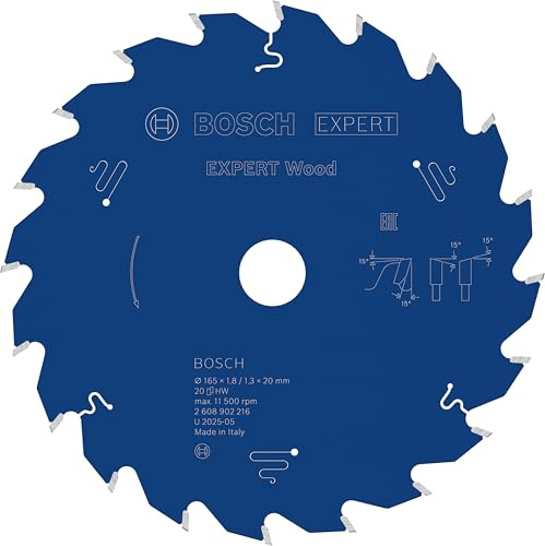 Bosch 1x EXPERT Wood Kreissägeblatt für Handkreissägen (für Weichholz, Hartholz, Ø mm, Professional Zubehör kabelgebundene Handkreissägen)
