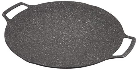 Haofy Piastra per Barbecue Coreana Padella Circolare Antiaderente da 12 Pollici con Distribuzione Uniforme del Calore Padella Teppanyaki per Campeggio, Fornello da Esterno, Domestica (Tipo
