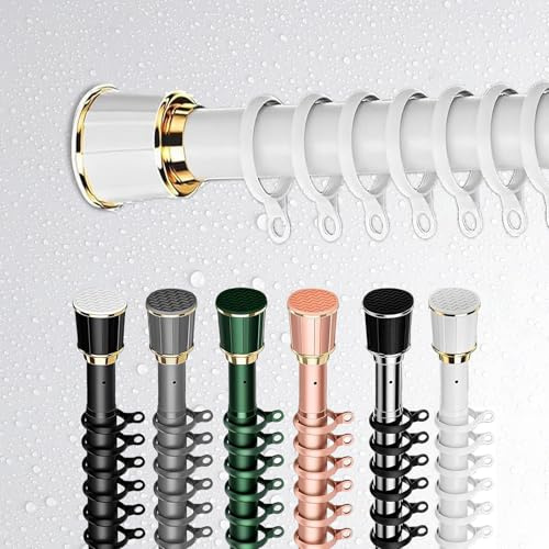Bastone Estensibile per Tende Senza Forare 410-500 cm/161.4-196.9 in Asta Tenda Doccia Telescopica, Bastone Tenda a Pressione Allungabile per Decorazioni Bagno Cucina Camera Bianco Diametro 33mm
