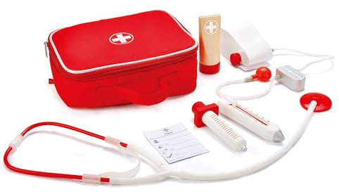 Jouet Hape Malette Docteur Enfant - Trousse de Docteur Complète avec Ses Six Accessoires de Médecine - Jeu de Role et d'Imitation pour Enfants Entre 2 et 4 Ans