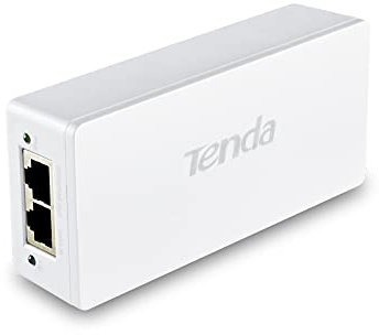 Tenda PoE30G-AT PoE Inyector, Adaptador, Alimentador, 2 Puertos Gigabit RJ45, IEEE 802.3af / at, Plug and Play, Proporciona Energía hasta 100 Metros, 30W, 51V, Blanco