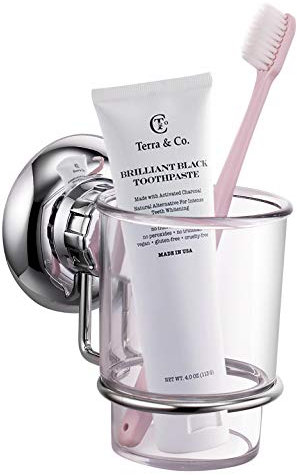 MaxHold Porte-Brosses à Dents - Porte-gobelet pour Brosse à Dents - Support de Brosse à Dents en Acier Inoxydable - Ventouse Système de Vide - Pas de Perçage