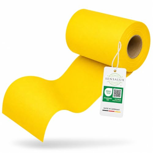 Sensalux Tischläufer Vlies 15 cm x 25 m Gelb, abwaschbar | wasserabweisend, stoffähnliches Tischband, OEKO-TEX, Party Hochzeit Catering Event