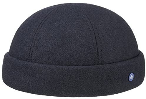 HAMMABURG Dockermütze Herren Made in EU Mit Schurwolle Handmade Gefüttert 100% Baumwolle Wasserabweisend Herbst Winter dunkelblau L (58-59 cm)