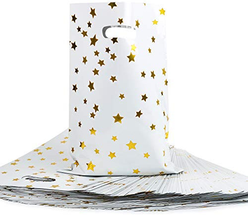 FLOFIA 60 Geschenktüten Plastik Tüten Weihnachten Süßigkeiten Candy Bar Tütchen klein Adventskalendertüten zum befüllen Verpacken Ostern Hochzeit Kindergeburtstag Party Mitgebsel Weiß