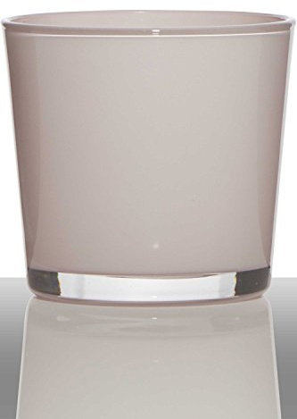INNA-Glas Tiesto de Cristal Alena, cilíndrica/Redonda, Rosa Claro, 12,5cm, Ø14,5cm - Macetero - Maceta