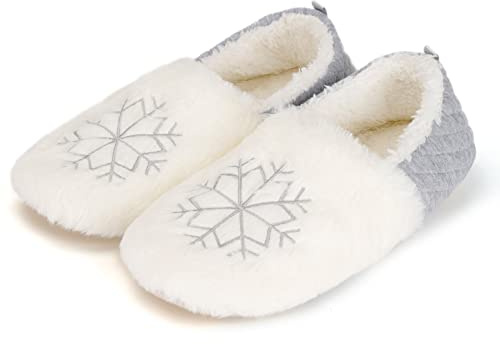 AONEGOLD Pantofole Donna Invernali Peluche Caldo Eleganti Pantofole da Ballerina Lavorato a Maglia Morbide Antiscivolo Piatte Scarpe(Grigio,Taglia 38-39)
