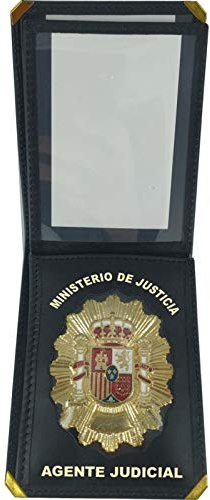 Piel Cabrera Cartera Porta Placa Agente judicial
