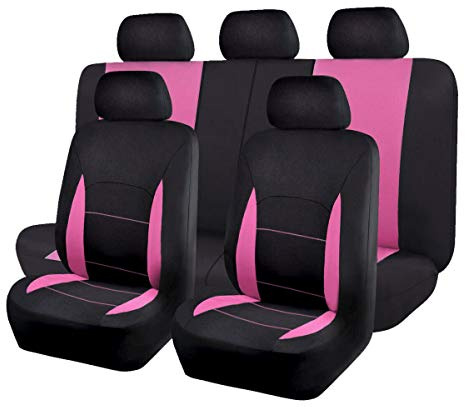 Flying Banner Sitzbezüge Auto Universal Set (Vollständige Reihe, Rosa und Schwarz)